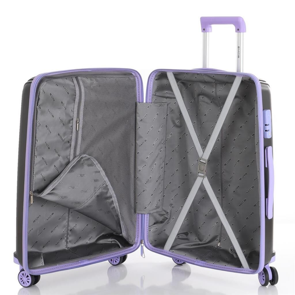 MÇS 3lü Set Kırılmaz Silikon Seyahat Valizi Bavulu V305 Siyah Lila