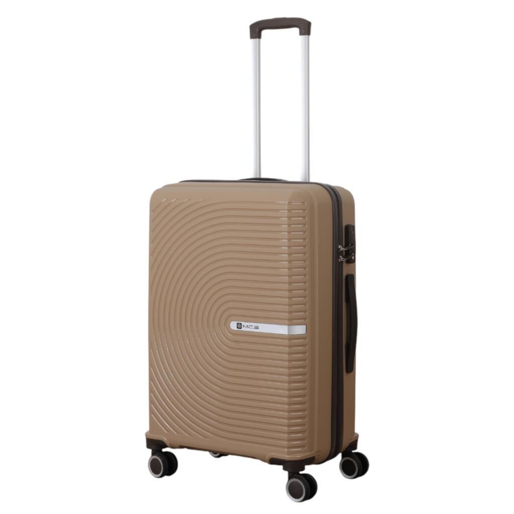 MÇS Bavul Orta ve Kabin 2li Set Kırılmaz Silikon Valiz V374 Şampanya/AcıKahve