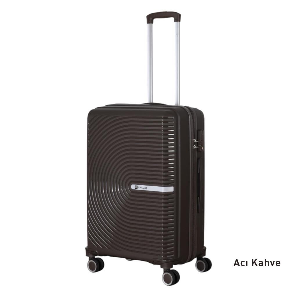 Mçs Valiz Orta ve Kabin Kırılmaz PP Silikon Acı Kahve