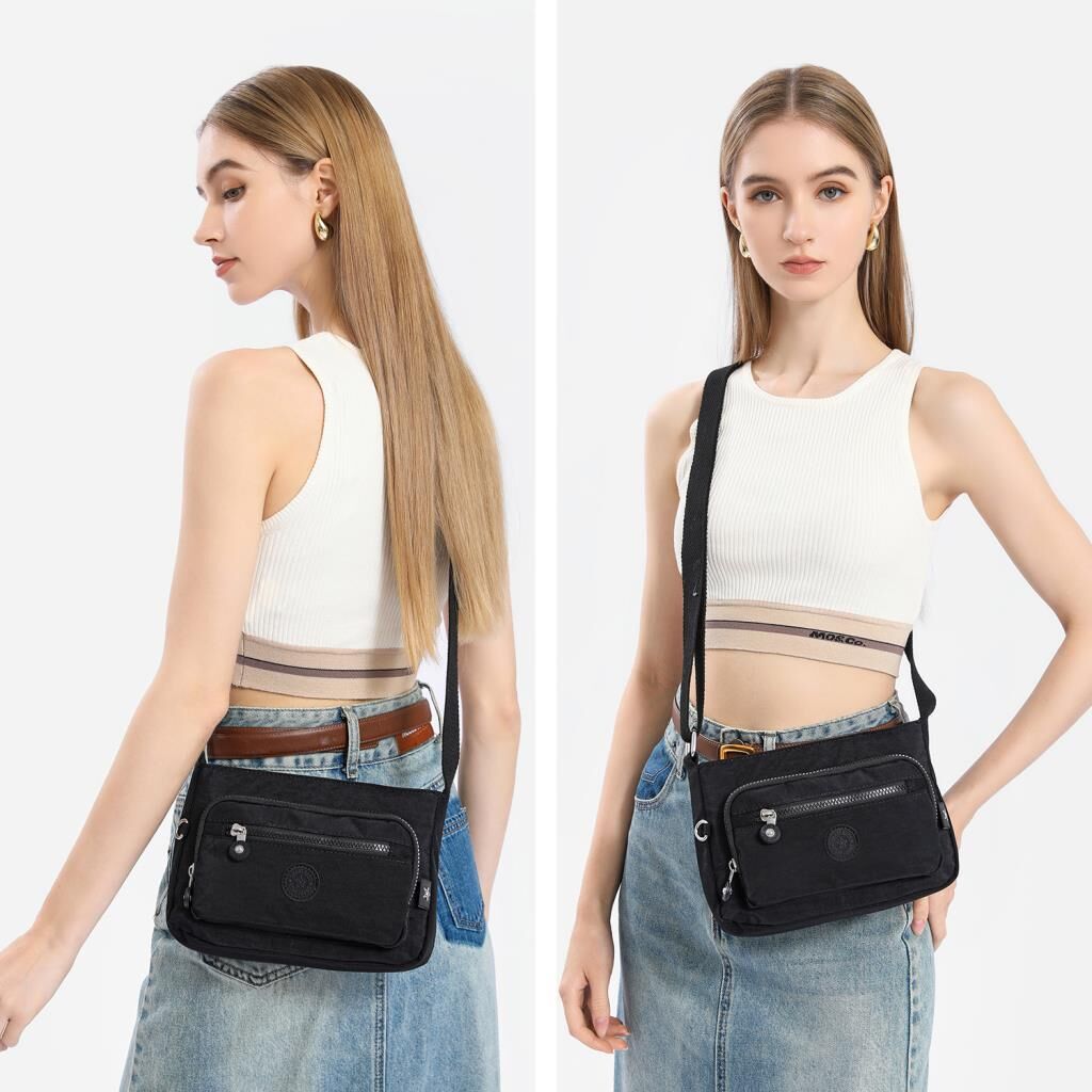 Krinkıl Kumaş Kadın Postacı Çantası Smart Bags 3270 Siyah