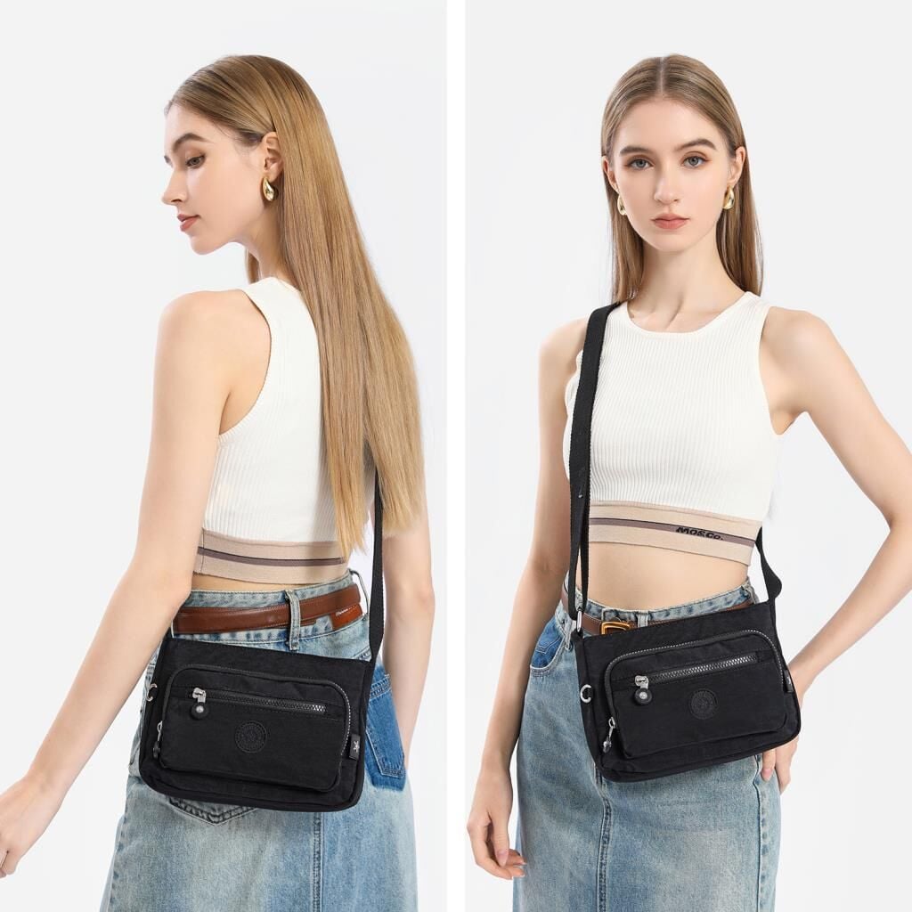 Krinkıl Kumaş Kadın Postacı Çantası Smart Bags 3270 Siyah