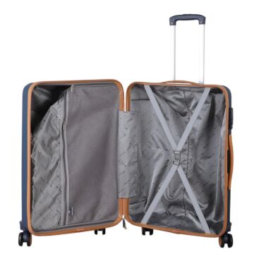 MÇS Orta Boy Kırılmaz Silikon Seyahat Valizi Bavulu V374 Lacivert/Hardal