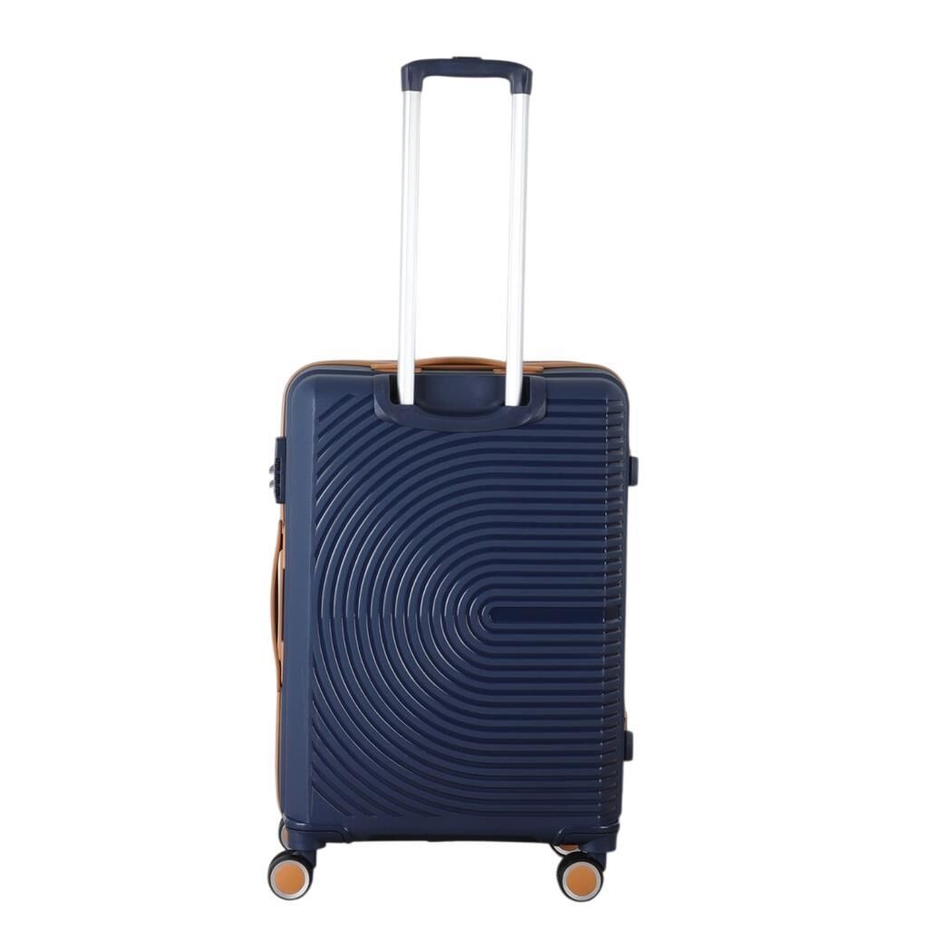 MÇS Orta Boy Kırılmaz Silikon Seyahat Valizi Bavulu V374 Lacivert/Hardal