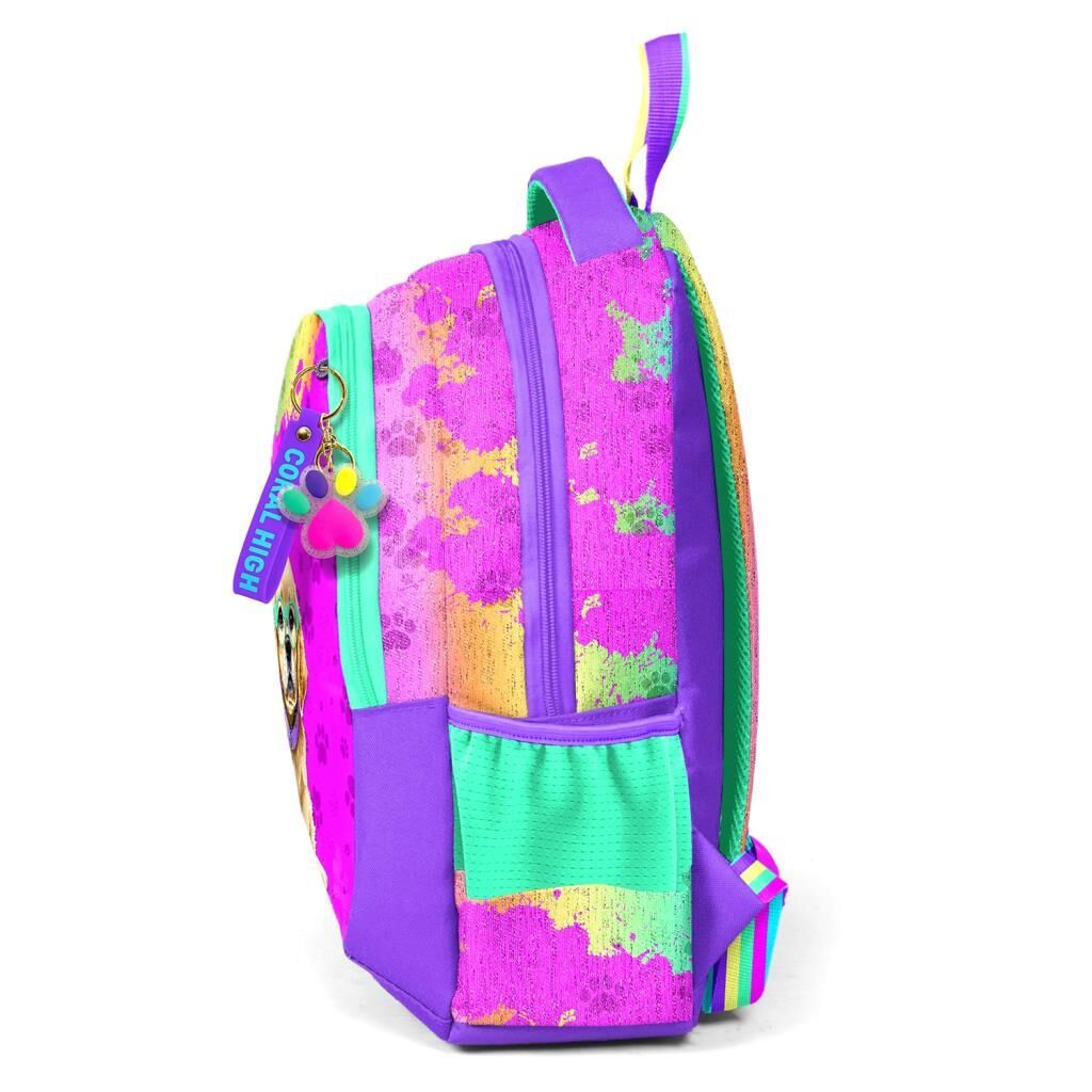 Coral High Pembe Köpek Desenli Büyük Boy Okul Sırt Çantası 23649