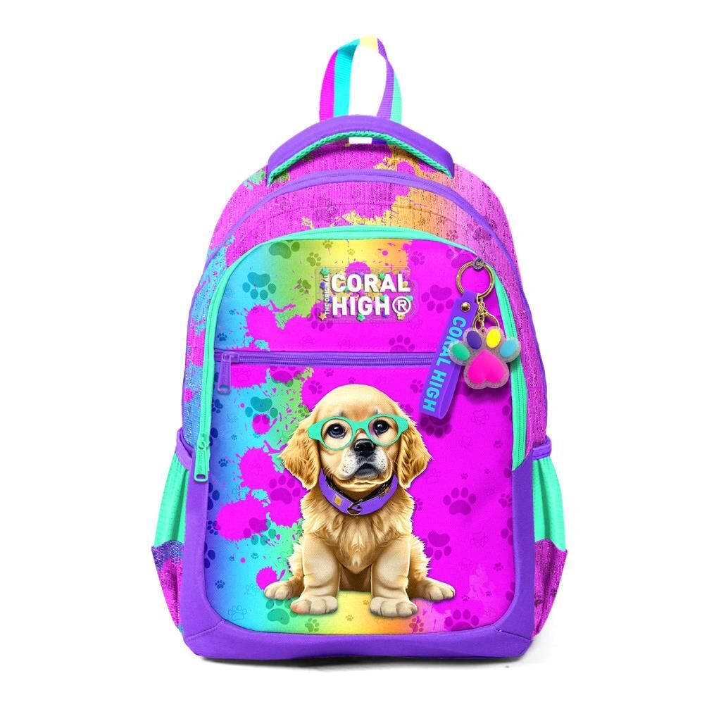 Coral High Pembe Köpek Desenli Büyük Boy Okul Sırt Çantası 23649