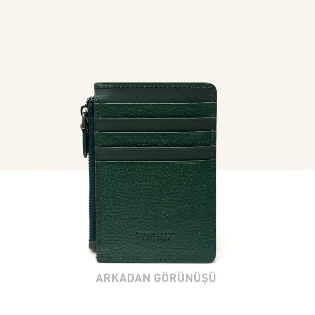 Grande Hakiki Deri Kartlık Fermuarlı Cüzdan LcsYeşil