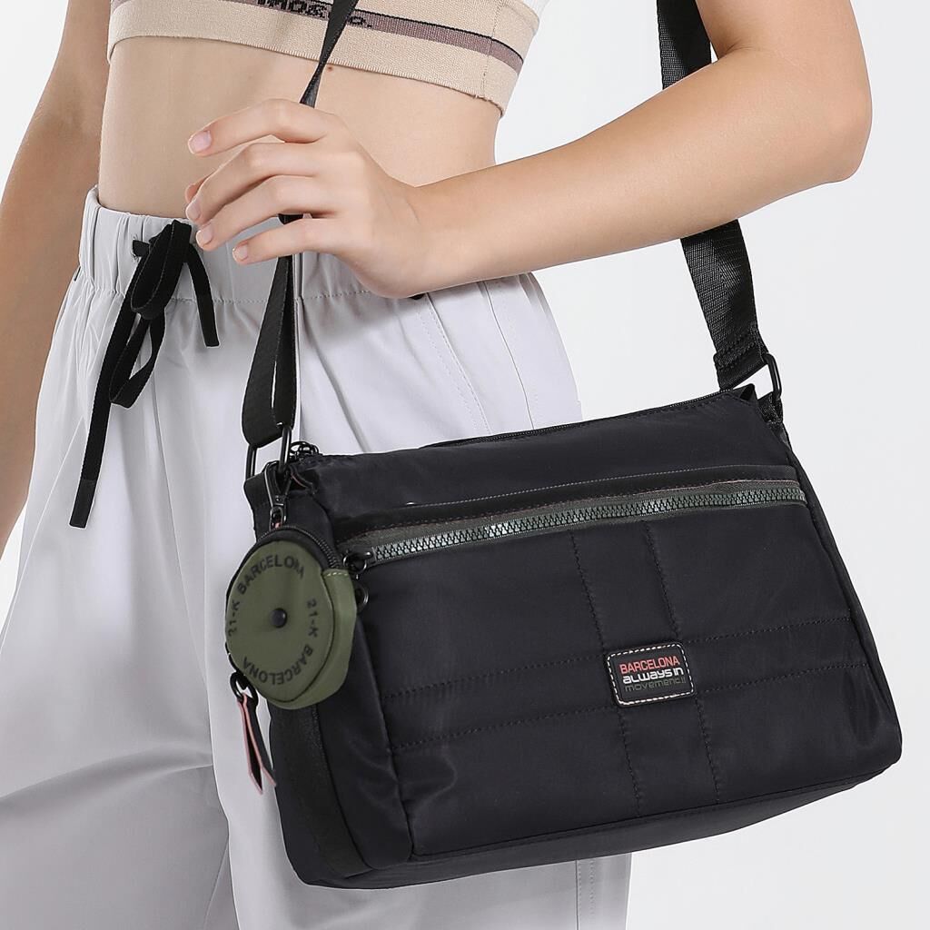 21K Barcelona Özel Kumaş Çapraz Askılı Kadın Postacı Çantası 3259 Yeşil