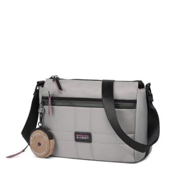 21K Barcelona Özel Kumaş Çapraz Askılı Kadın Postacı Çantası 3259 Gri