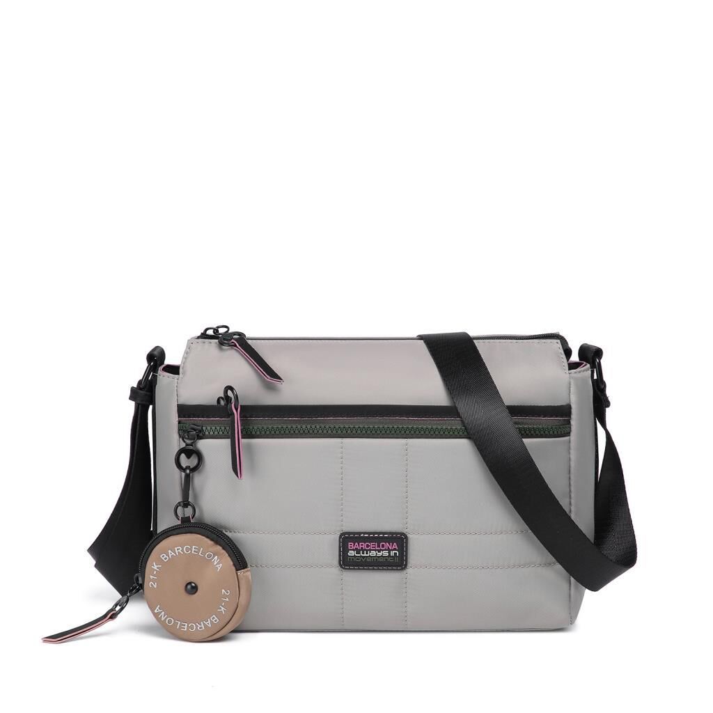 21K Barcelona Özel Kumaş Çapraz Askılı Kadın Postacı Çantası 3259 Gri