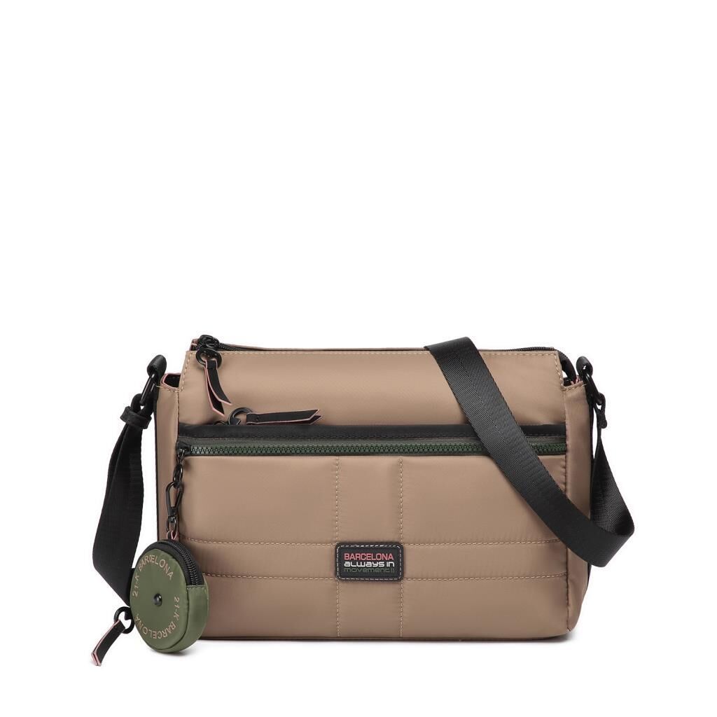 21K Barcelona Özel Kumaş Çapraz Askılı Kadın Postacı Çantası 3259 Taba