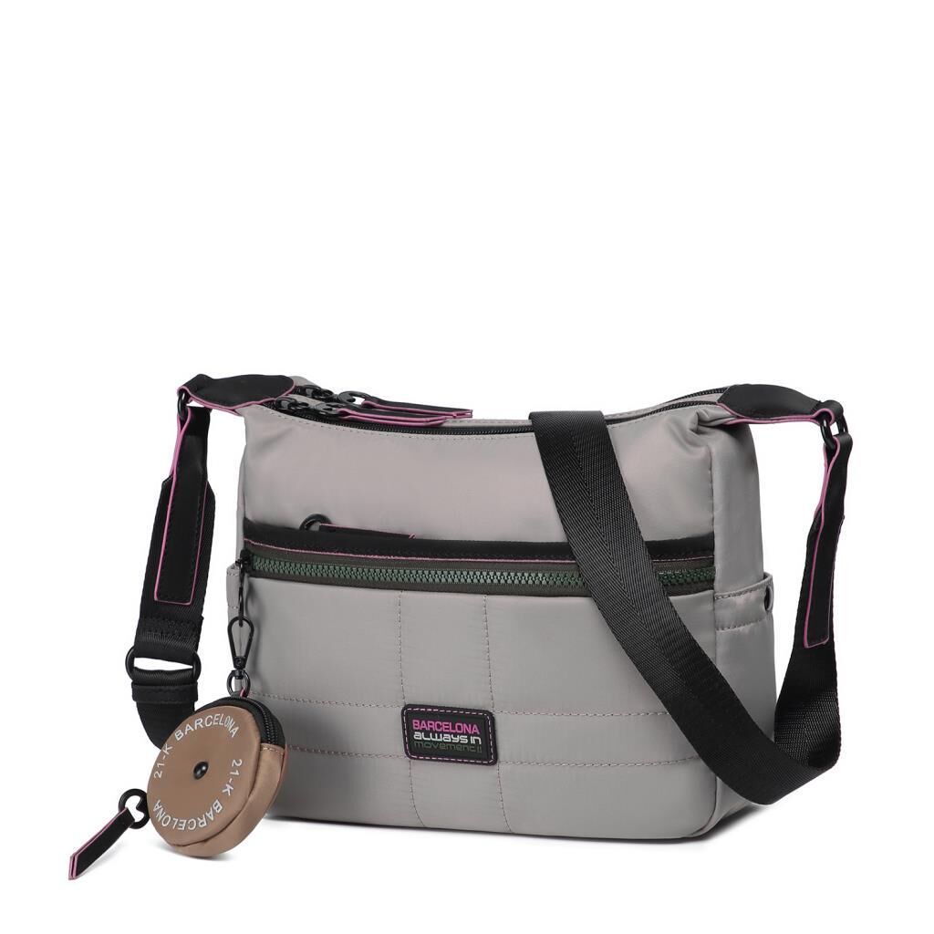 21K Barcelona Özel Kumaş Çapraz Askılı Kadın Postacı Çantası 3260 Gri