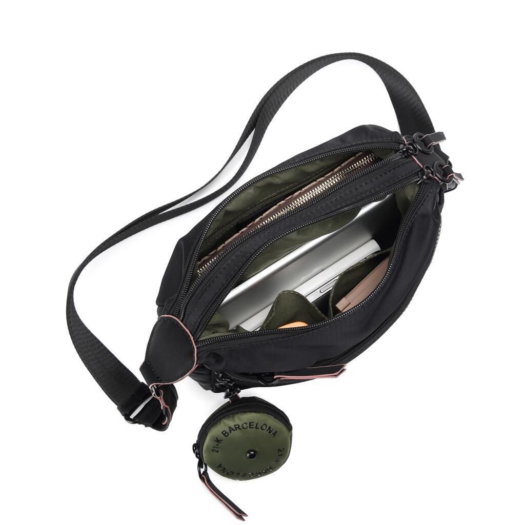 21K Barcelona Özel Kumaş Çapraz Askılı Kadın Postacı Çantası 3260 Gri