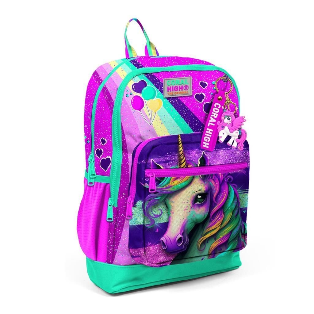 Coral High Unicorn Desenli Büyük Boy Okul Sırt Çantası 23758