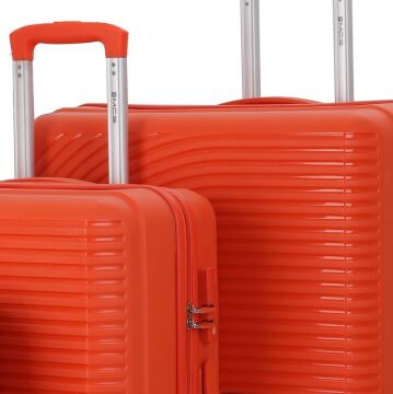 Mçs Valiz Büyük ve Orta Kırılmaz PP Silikon Orange