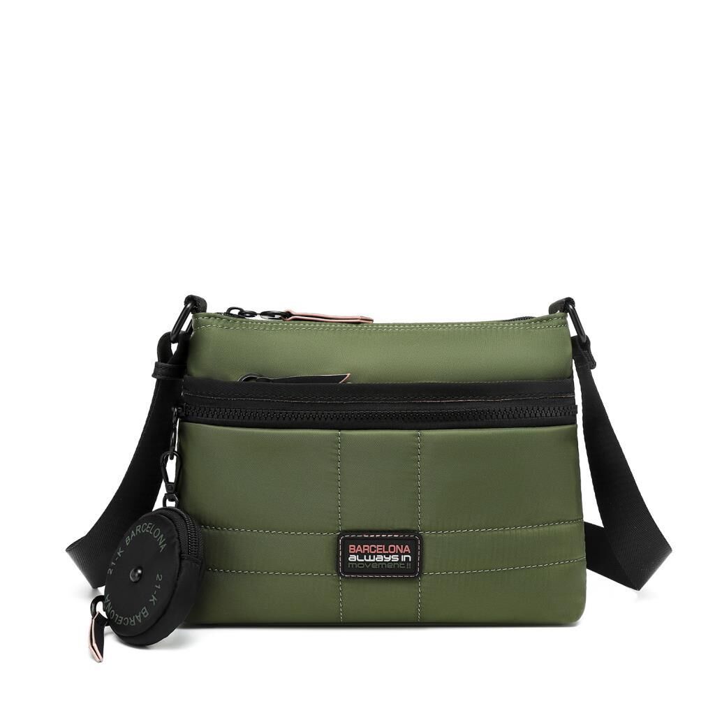 21K Barcelona Özel Kumaş Çapraz Askılı Kadın Postacı Çantası 3262 Yeşil
