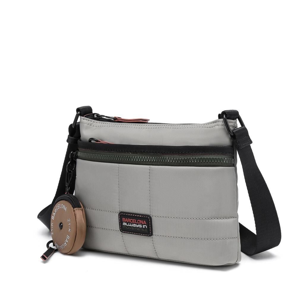 21K Barcelona Özel Kumaş Çapraz Askılı Kadın Postacı Çantası 3262 Gri