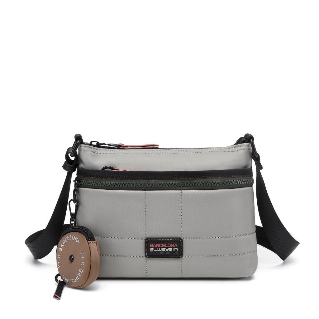 21K Barcelona Özel Kumaş Çapraz Askılı Kadın Postacı Çantası 3262 Gri