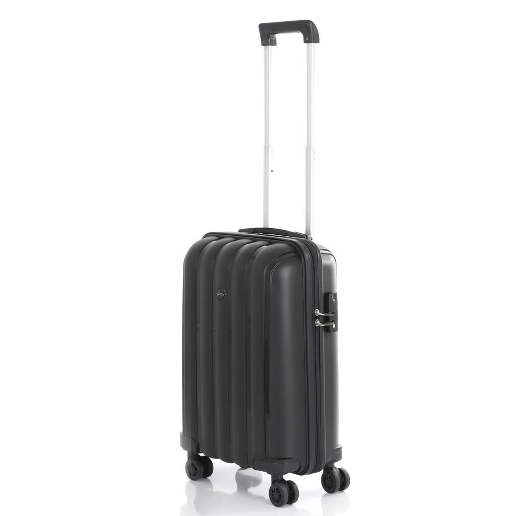 MÇS Bavul Büyük ve Kabin 2li Set Kırılmaz Silikon Valiz V305 Siyah