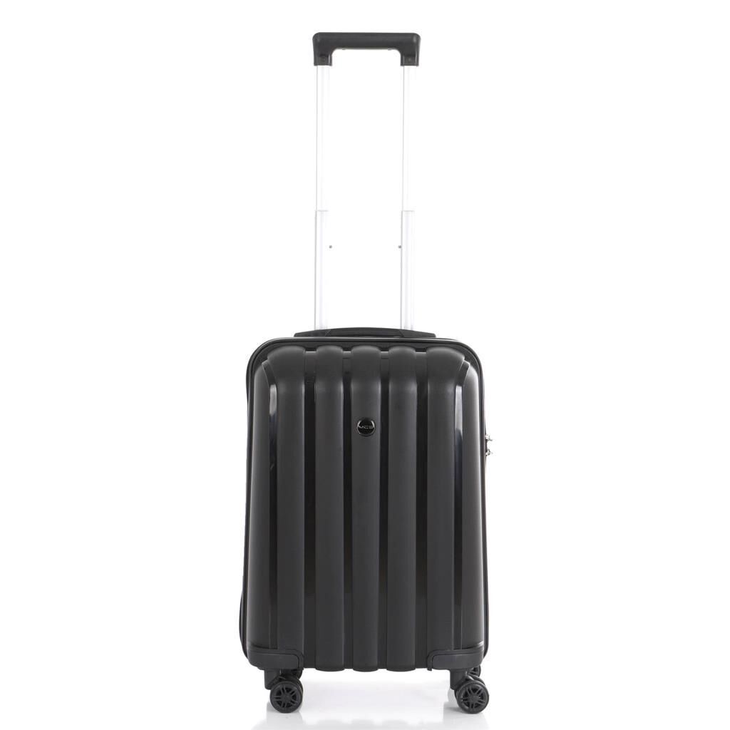 MÇS Bavul Büyük ve Kabin 2li Set Kırılmaz Silikon Valiz V305 Siyah