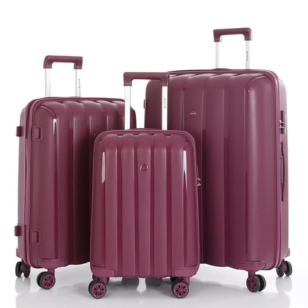 MÇS 3lü Set Kırılmaz Silikon Seyahat Valizi Bavulu V305 Mürdüm