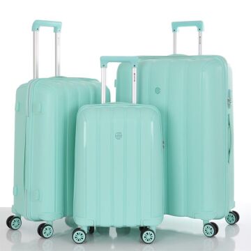 MÇS 3lü Set Kırılmaz Silikon Seyahat Valizi Bavulu V305 Mint Yeşili