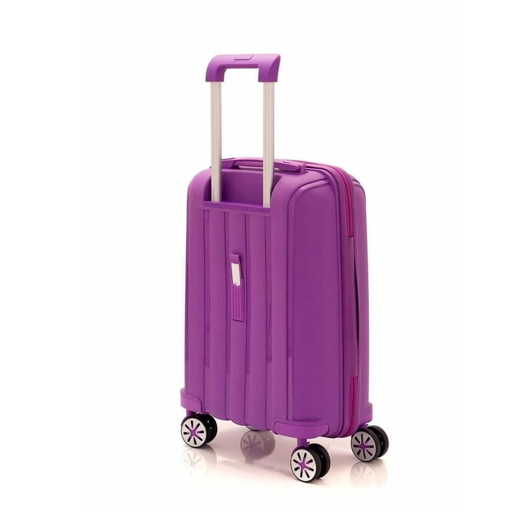 MÇS Bavul Büyük ve Kabin 2li Set Kırılmaz Silikon Valiz V305 Mor