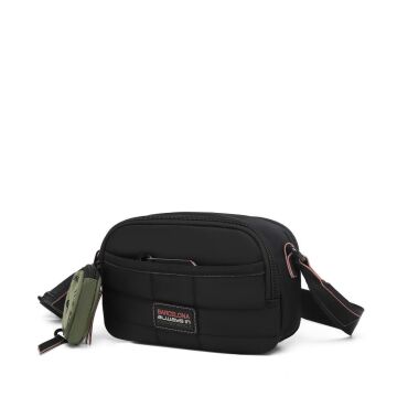 21K Barcelona Özel Kumaş Mini Boy Kadın Postacı Çantası 3263 01 Siyah