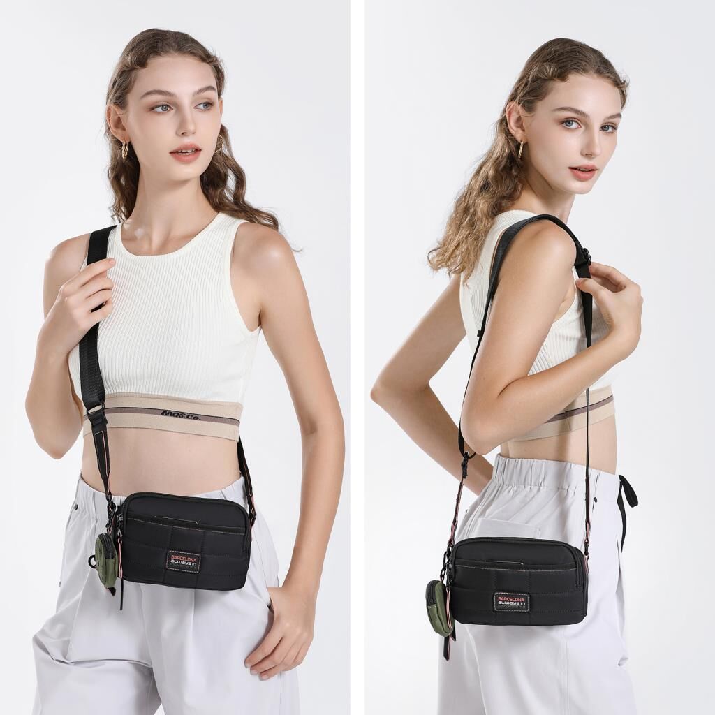 21K Barcelona Özel Kumaş Mini Boy Kadın Postacı Çantası 3263 01 Siyah