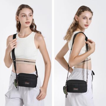 21K Barcelona Özel Kumaş Mini Boy Kadın Postacı Çantası 3263 01 Siyah