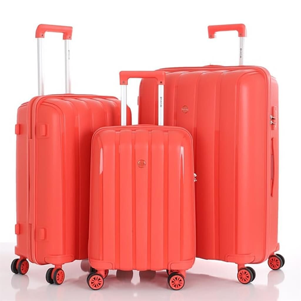 MÇS 3lü Set Kırılmaz Silikon Seyahat Valizi Bavulu V305 Mercan