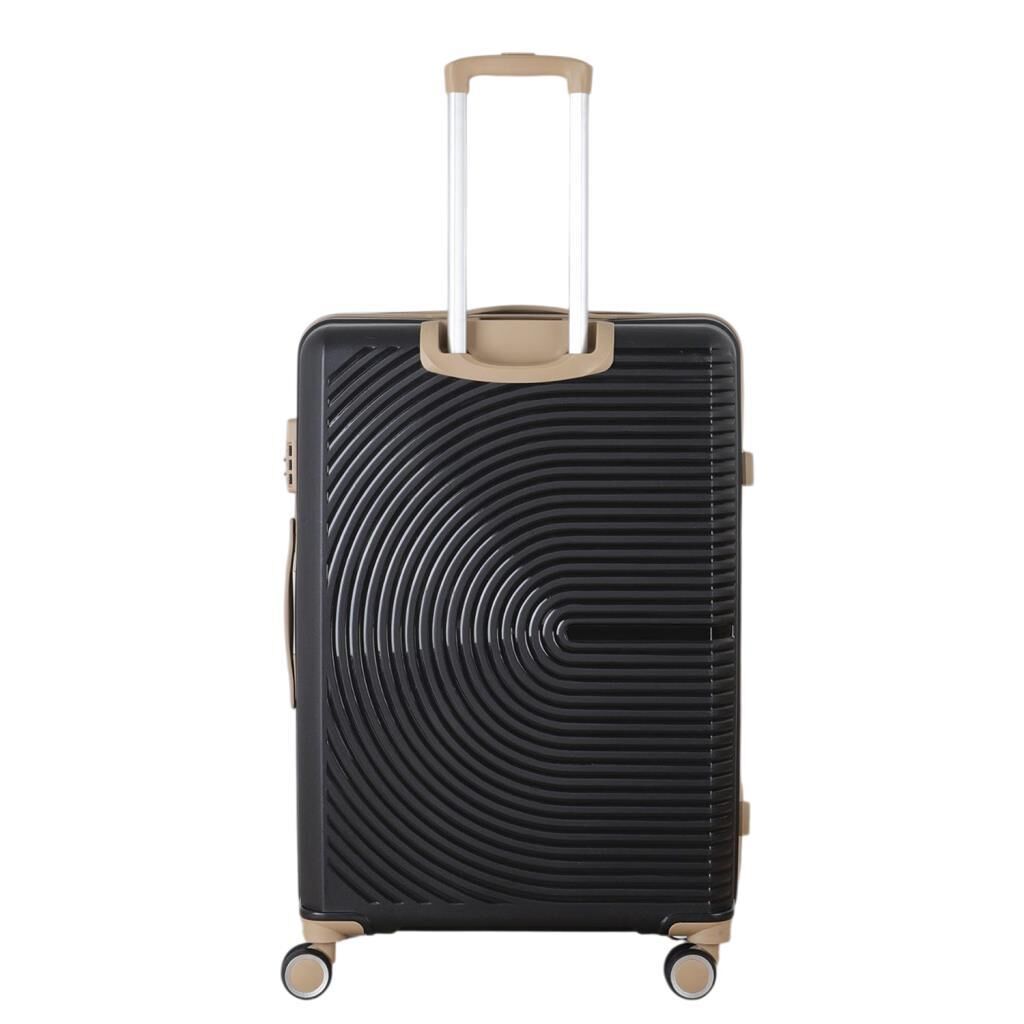 MÇS Bavul Büyük ve Orta 2li Set Kırılmaz Silikon Valiz V374 Siyah/Şampanya