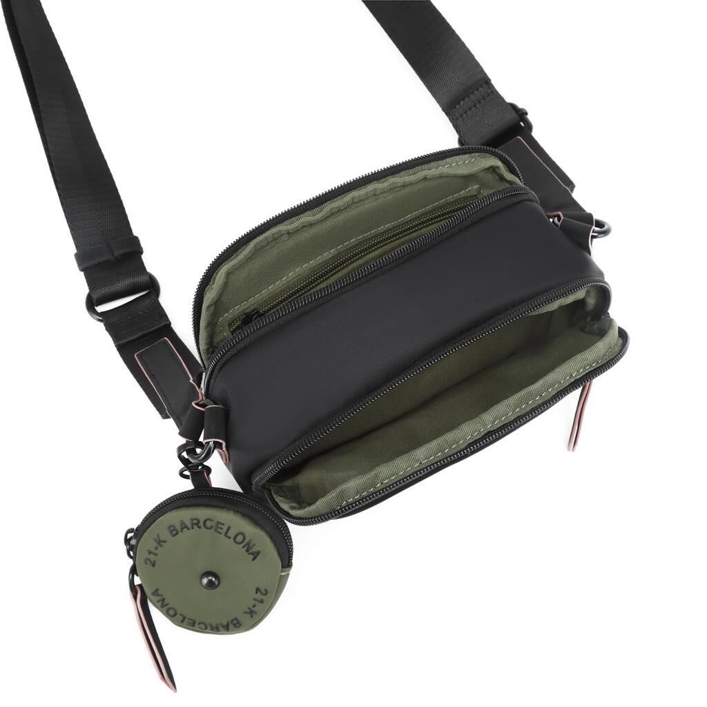 21K Barcelona Özel Kumaş Mini Boy Kadın Postacı Çantası 3263 Yeşil