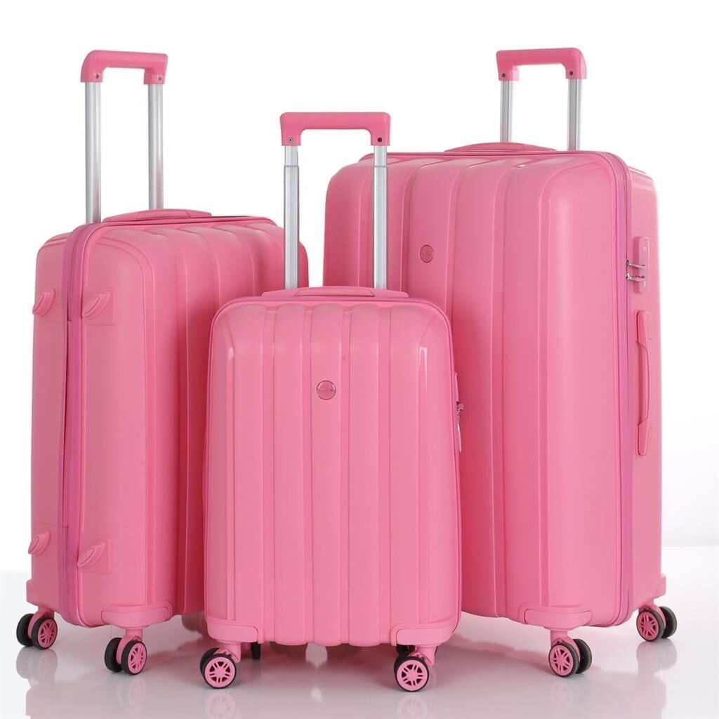Mçs Valiz 3lü Set Kırılmaz PP Silikon Pembe