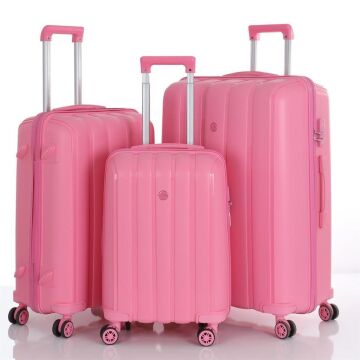 Mçs Valiz 3lü Set Kırılmaz PP Silikon Pembe