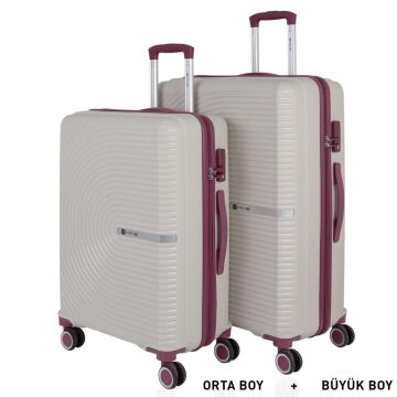 Mçs Valiz Büyük ve Orta Kırılmaz PP Silikon Kemik/Mürdüm