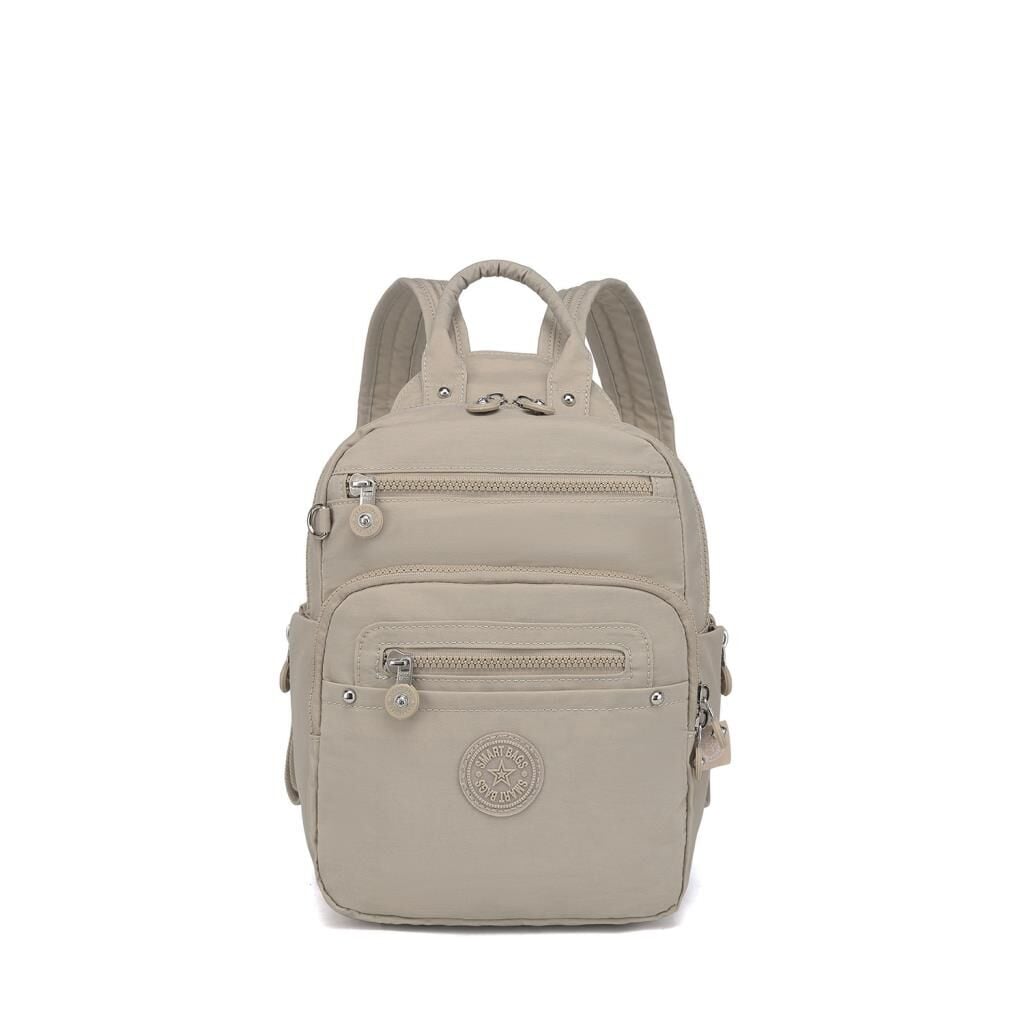 Smart Bags Küçük Boy Krinkıl Kumaş Kadın Sırt Çantası 3386 Bej