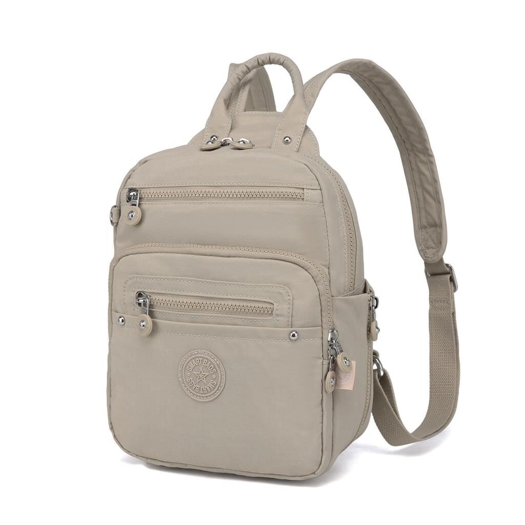 Smart Bags Küçük Boy Krinkıl Kumaş Kadın Sırt Çantası 3386 Bej