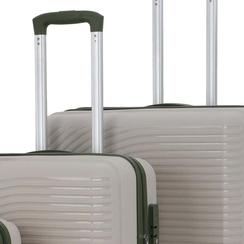 MÇS Bavul Büyük ve Orta 2li Set Kırılmaz Silikon Valiz V374 Kemik/Haki