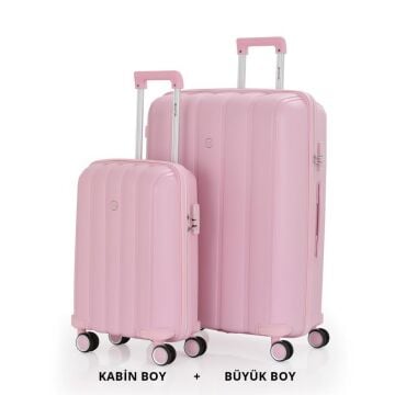 Mçs Valiz Büyük ve Kabin Kırılmaz PP Silikon Pudra