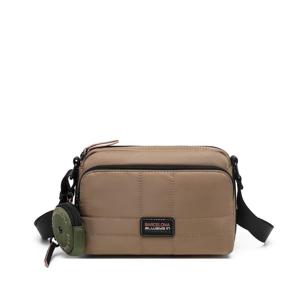 21K Barcelona Özel Kumaş Çapraz Askılı Kadın Postacı Çantası 3264 Taba