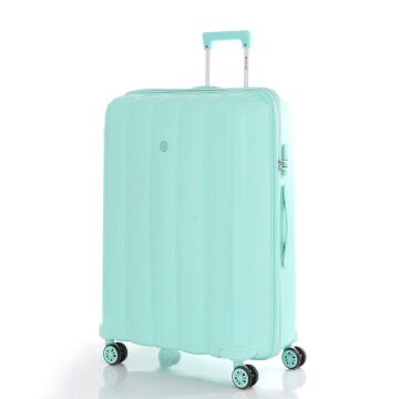 MÇS Bavul Büyük ve Kabin 2li Set Kırılmaz Silikon Valiz V305 Mint Yeşili