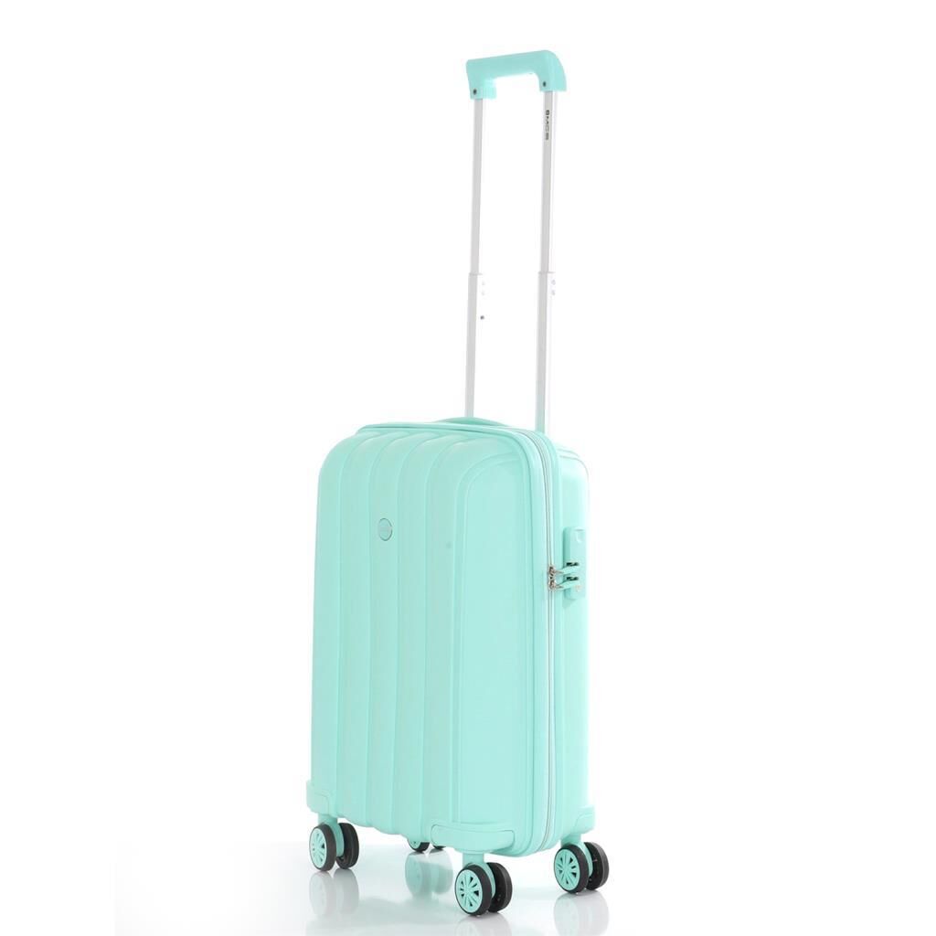 MÇS Bavul Büyük ve Kabin 2li Set Kırılmaz Silikon Valiz V305 Mint Yeşili