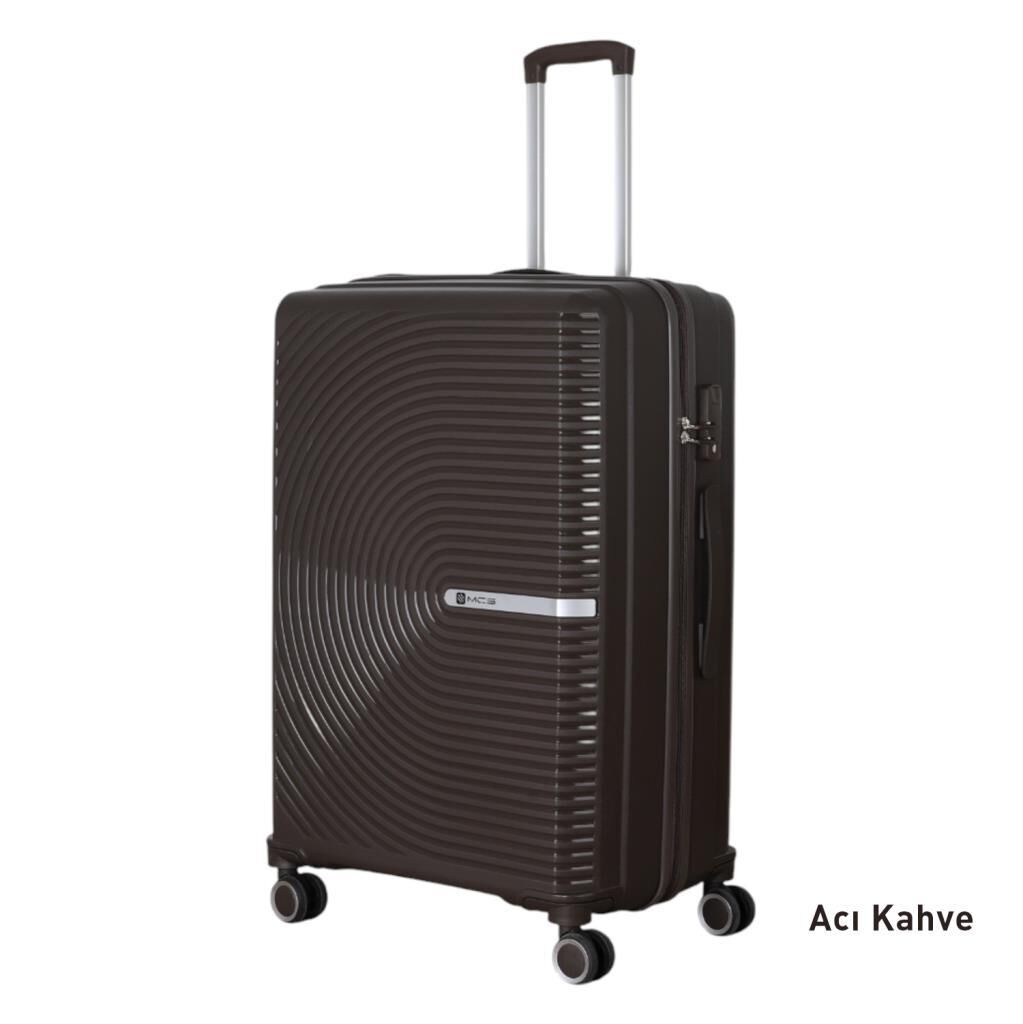 MÇS Bavul Büyük ve Orta 2li Set Kırılmaz Silikon Valiz V374 Acı Kahve