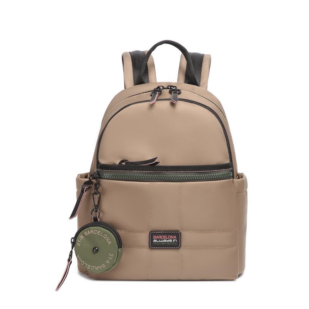 21K Barcelona Özel Kumaş Küçük Boy Kadın Sırt Çantası 3265 Taba