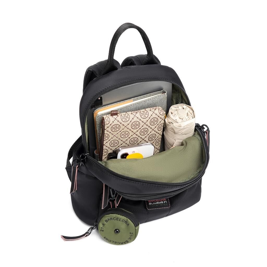 21K Barcelona Özel Kumaş Küçük Boy Kadın Sırt Çantası 3265 Taba