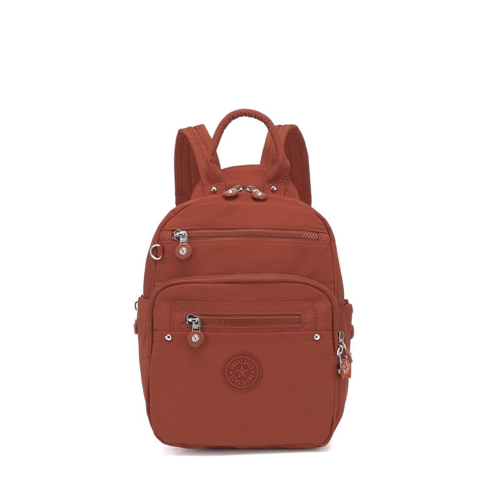 Smart Bags Küçük Boy Krinkıl Kumaş Kadın Sırt Çantası 3386 Kiremit