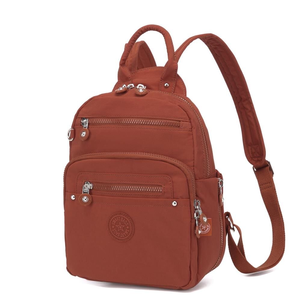 Smart Bags Küçük Boy Krinkıl Kumaş Kadın Sırt Çantası 3386 Kiremit