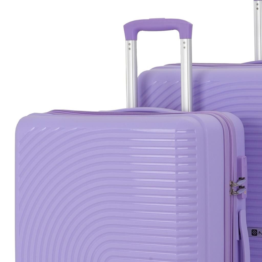 MÇS Bavul Büyük ve Kabin 2li Set Kırılmaz Silikon Valiz V374 Lila