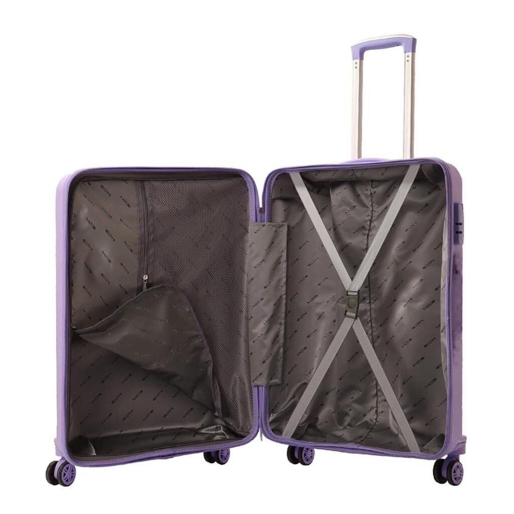 MÇS Bavul Büyük ve Kabin 2li Set Kırılmaz Silikon Valiz V374 Lila