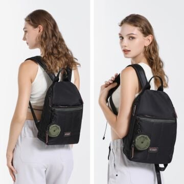 21K Barcelona Özel Kumaş Orta Boy Kadın Sırt Çantası 3266 01 Siyah